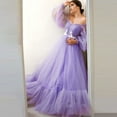 thumbnail image 2 of Hfyihgf Womens Puffy Sleeve Prom Dress Off The Shouler Sweetheart Neck Tulle Ball Gown A Line Princess Wedding Formal Evening Gowns（Purple,XL), 2 of 5