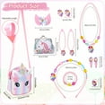 thumbnail image 3 of sixwipe 13Pcs Little Girl Unicorn Purse Set, Cute Kids Purse Crossbody Bags with Kids Dress Up Jewelry Set Pretend Play Accessories, Birthday Presents Unicorn Gifts Toy for Girl, Toddler, 3 of 8