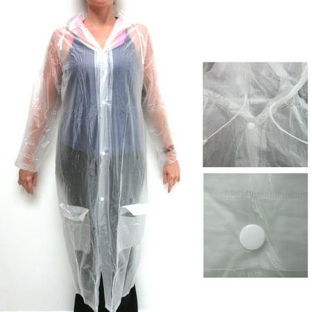 1 Emergency Rain Coat Poncho Reusable Plastic Hooded Outdoor One Size Fit