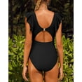 thumbnail image 5 of Alove Deep V Neck Flounce One Piece Swimsuit Ladies Solid Plunging Beachwear Bathing Suit, 5 of 5