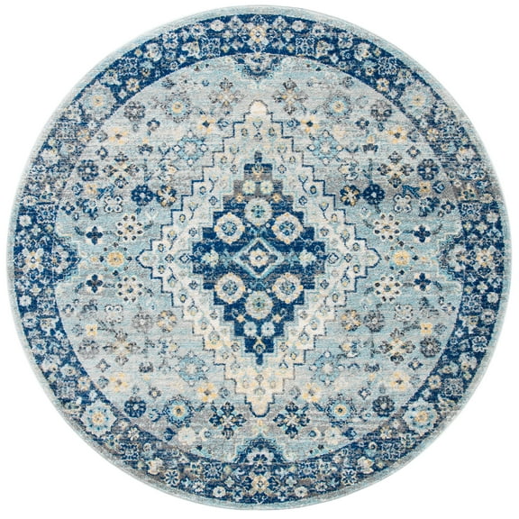 SAFAVIEH Madison Sophie Geometric Area Rug, Grey/Cream, 6'7" x 6'7" Round