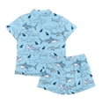 thumbnail image 5 of Garronmavis Cartoon Sharks Pajama Set for Women Summer Short Sleeve Pjs Set Comfy Lounge Set Notch Collar Sleepwear with Pockets, 5 of 7