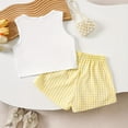 thumbnail image 2 of Cethrio Girls Casual Outfit Sets, Short Sleeve 2 Piece Fashion T-shirts and Shorts Sets Yellow Size 3-4T, 2 of 6