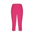 thumbnail image 4 of Cropped Trousers for Women 3/4 Length Capri Leggings Slim Fit Stretch Summer Pants Lightweight Casual Plain Three Quarter Pedal Pusher Crop Yoga Pants, 4 of 6