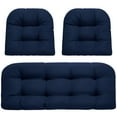 thumbnail image 2 of CJC 3 Piece Wicker Chair Cushions, Patio Loveseat and Chair Seat Cushion Set for Outdoor Indoor Furniture, Navy Blue, 2 of 8