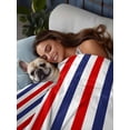thumbnail image 3 of Red Blue White Striped California King Size Flat Sheet, Wrinkleproof & Fadeproof Cooling Flat Bed Sheet Only, Modern Simple Stripes Breathable Soft Bedding Top Sheets 108 x 98 Inches, 3 of 8