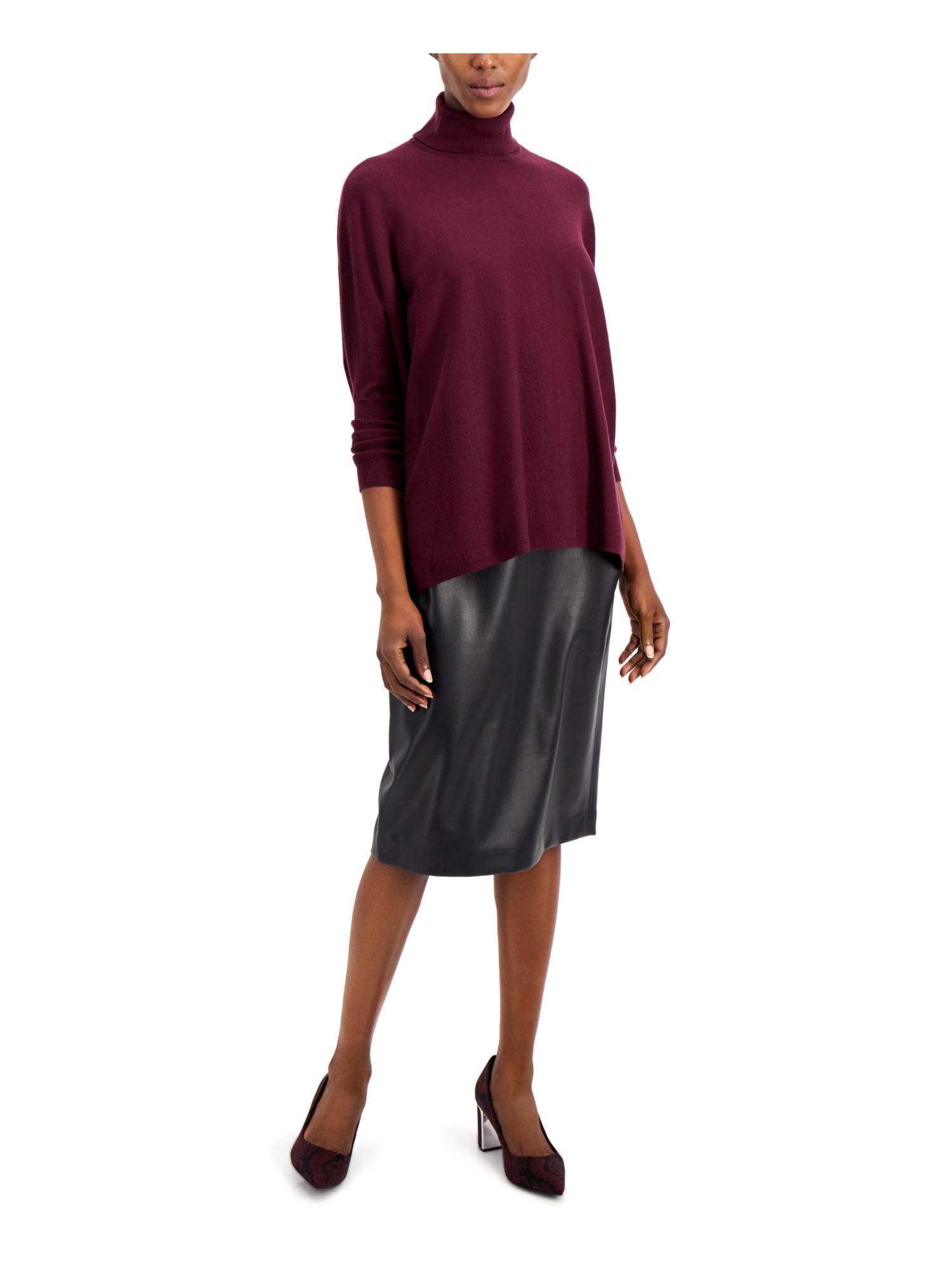 ALFANI Womens Burgundy Drop-shoulder 