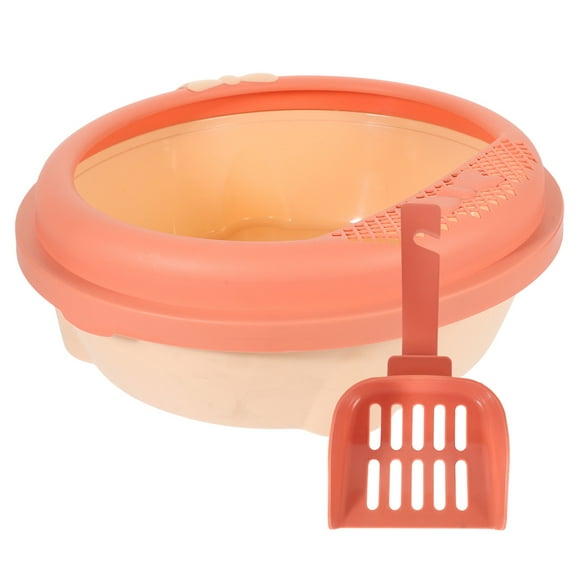 ELAYARD Pink Plastic Low Entry Kitten Litter Box for Home Use Easy to Monitor and Clean