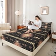 thumbnail image 4 of Homewish Black Brown Aztec Twin Sheet Sets 3pcs, Bohemian Geometric Twin Fitted Sheet, Rustic Lodge Cabin Farmhouse Flat Sheet, Lightweight Room Decor, 4 of 7