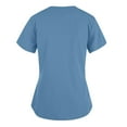 thumbnail image 3 of Womens Scrub Top V-neck Solid Color Overalls Partial Positioning Printing Short Sleeve Working Uniform Tops, 3 of 6