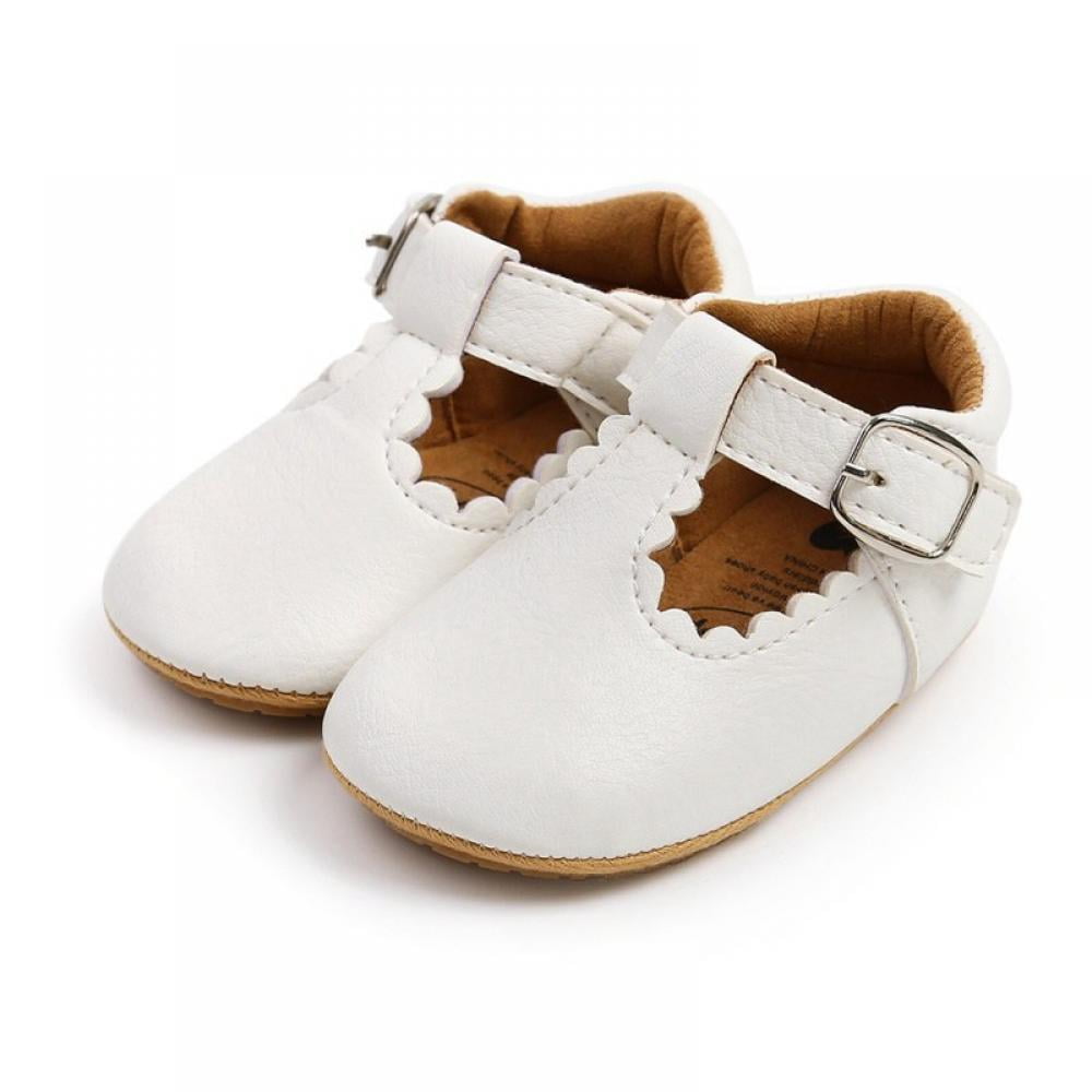 Infant Baby Girl Shoes Mary Jane Flats Dress Shoes Soft Anti-Slip Rubber Sole Walking Shoes Toddler Crib First Walker Shoes
