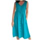thumbnail image 3 of Vestido Corto de Manga Larga para las Mujeres Color Sólido Cuello Tripulación Vestido de Manga Corta, Bolsillo Rodilla Longitud Vestido de Verano para las Mujeres, 3 of 7