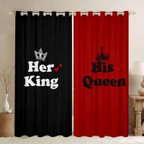Castle Fairy Boys Girls Happy Valentine's Day Black Out Curtains,Black Red Curtains Pack of 2 (42x63 Each),Romantic Couple Lover Bedroom Curtains,Lightweight Room Decor