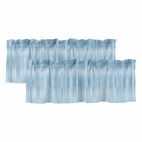 Light Blue Valances for Windows, Decorative Rod Pocket Window Valance Curtains, Modern Abstract Art Ombre Striped Short Curtain Drapes for Kitchen/Bathroom/Living Room, 2 Panels, 54" W x 18" L