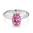 thumbnail image 2 of Gem Stone King 925 Sterling Silver Pink Moissanite Solitaire Engagement Ring for Women | 2.00 Cttw | Oval 9X7MM | Gemstone Birthstone | Size 7, 2 of 4