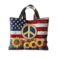 thumbnail image 6 of Fuebueo Patriotic Tote Bag for Women, 4th of July Quilted Shoulder Bag for Women, American Flag Sunflower Purse with Peace Sign, Large Capacity Travel Canvas Handbag, Perfect Gift, 6 of 7