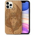 thumbnail image 1 of Case Yard Wooden Case Outside Soft TPU Silicone Slim Fit Shockproof Wood Phone Cover for Girls Boys Men and Women Supports Wireless Charging Beautiful Athena Design case for iPhone-11-Pro-Max, 1 of 7