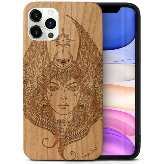 Case Yard Wooden Case Outside Soft TPU Silicone Slim Fit Shockproof Wood Phone Cover for Girls Boys Men and Women Supports Wireless Charging Beautiful Athena Design case for iPhone-11-Pro-Max