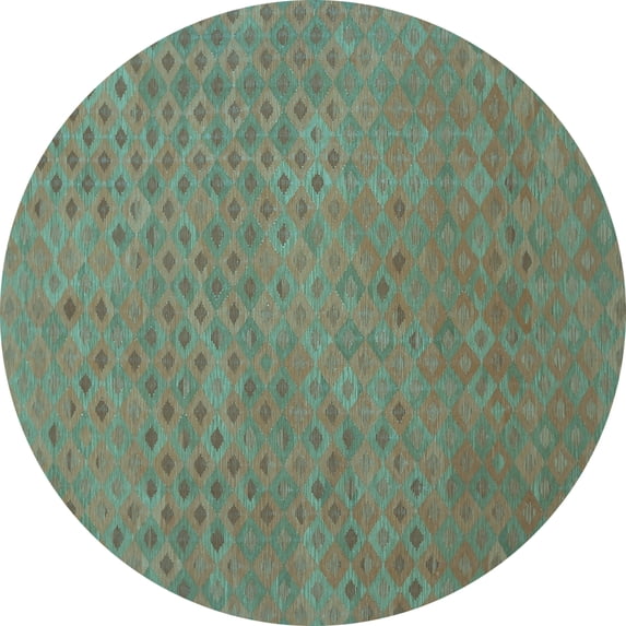 Ahgly Company Indoor Round Abstract Light Blue Contemporary Area Rugs, 3' Round