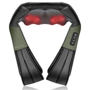 Nekteck Shiatsu Neck and Shoulder Massager with Heat for Pain Relief Deep Tissue, 2026 New Back and Shoulder Kneading Massage Pillow, Father Days/Birthday/Holiday Gifts for Women/Men, Army Green
