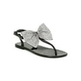 thumbnail image 1 of Bamboo Rhinestone Encrusted Bow Jelly T-Strap Flat Sandal 20084, 1 of 4