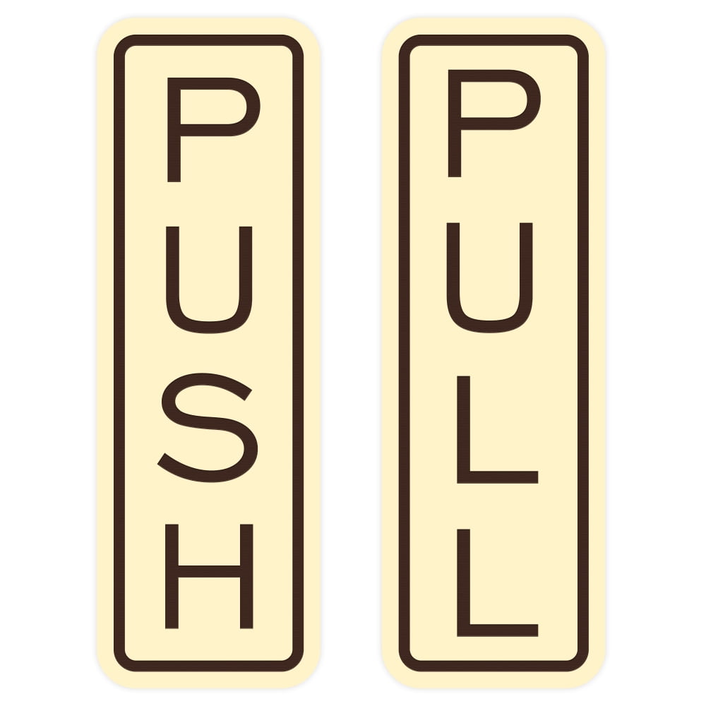 All Quality Classic Vertical Push Pull Door Sign (Ivory / Brown ...