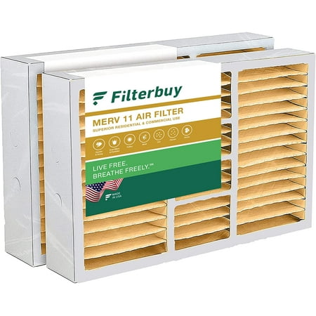 

Filterbuy 16x25x5 MERV 11 Pleated HVAC AC Furnace Air Filters for Amana BDP Coleman Day & Night Electro-Air Five Seasons Gibson Goodman Nordyne Totaline and York (2-Pack)