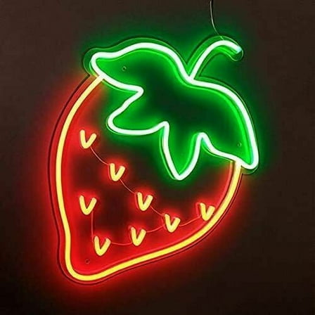 Queen Sense 17"x10" Strawberry LED Sign Light Wall Decor Party Night Lights Flex Neon Signs 116STRFLED
