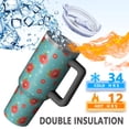 thumbnail image 5 of 40oz Pioneer Flower Floral Print Pattern Insulated Tumbler with Handle, BPA-Free Leak Proof Lid and Straws, Double Wall Vacuum, Hot 12h/Cold 34h, 5 of 6