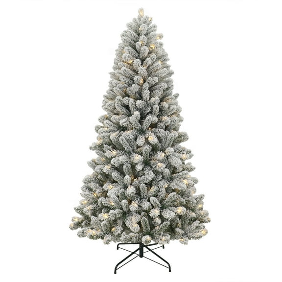 6.5' Pre-Lit Green Flocked Frisco Pine Artificial Christmas Tree with 250 Color-changing LED Lights, by Holiday Time