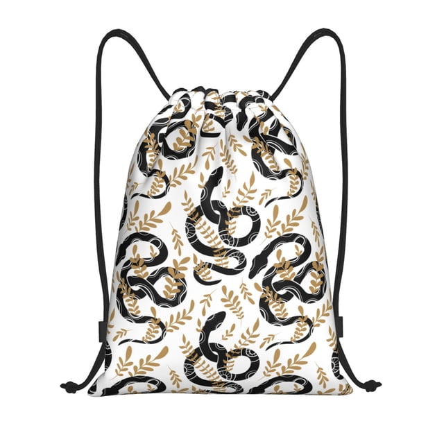 Saiise Snake Pattern Sports Drawstring Backpack - String Swim Gym Bag with Wet Proof Pocket for Women&Men-Small