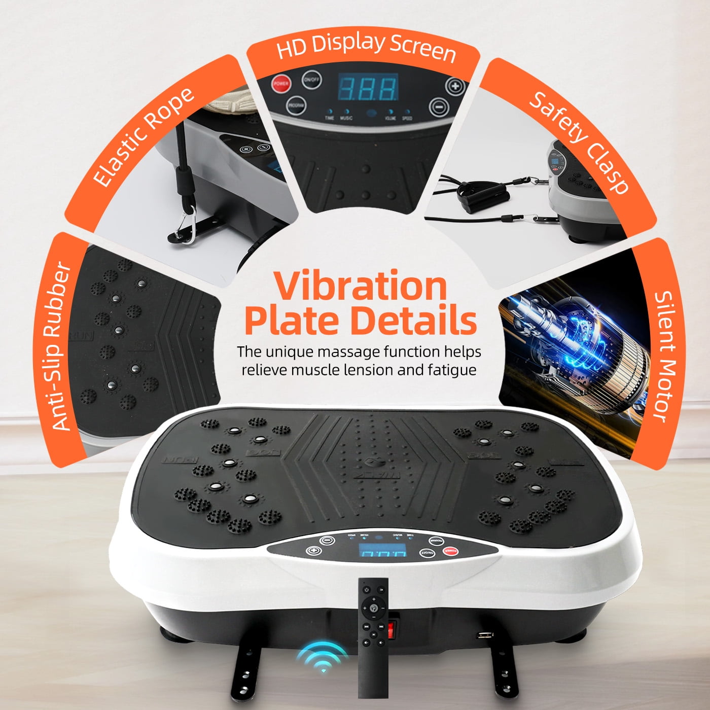 CATGOOD Vibration Plate Exercise Machine,Vibrating Platform with Loop Bands & Remote Control for Weight Loss Fat Burner, Vibrating Lymphatic Drainage Shaking Board, White