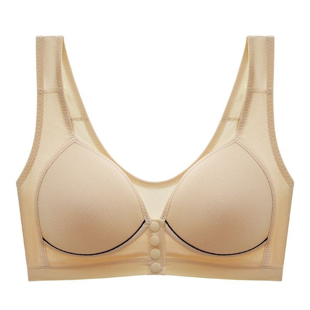 Yuyuzo Front Snap Closure Bras for Women Wide Strap V Neck Button Bras Full Coverage Comfort Bras