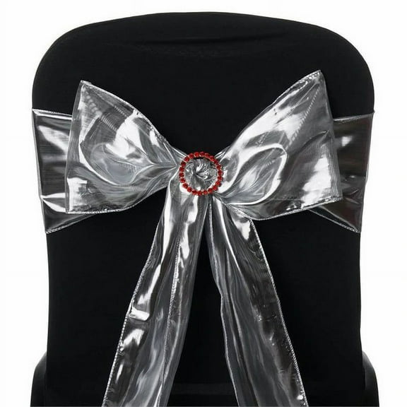 BalsaCircle 5 Pieces Shiny Metallic Tissue Lame Chair Sashes Bows Ties Wedding Party