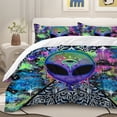 thumbnail image 2 of Sleepwish 3 Pieces Psychedelic Alien Printed Bedding Duvet Cover Set Full for Kids Hippie Bedroom Decor, 2 of 8