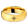 thumbnail image 2 of Tungsten Heart Compass Band Ring 7mm Men Women Comfort Fit 18k Yellow Gold Dome Polished, 2 of 4
