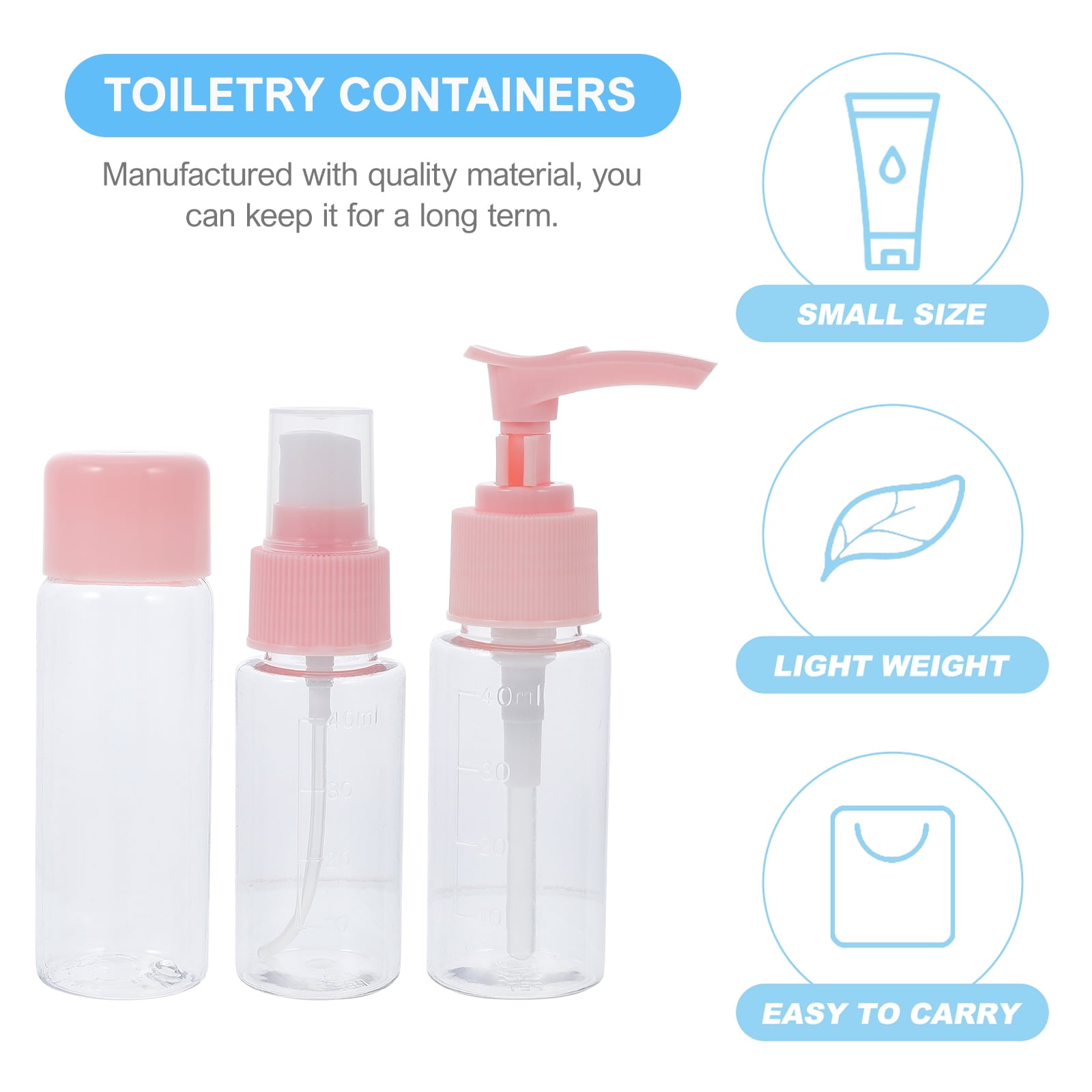 ROMANSENTIAL Durable Travel Bottle Kit Pink PP Material for Gym and Hotel Use