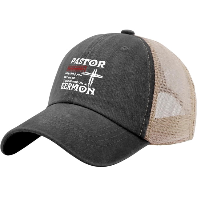 Pastor Gift Pastor Warning Anything You say Trucker Hat Men Trendy Mesh Baseball Cap for Summer