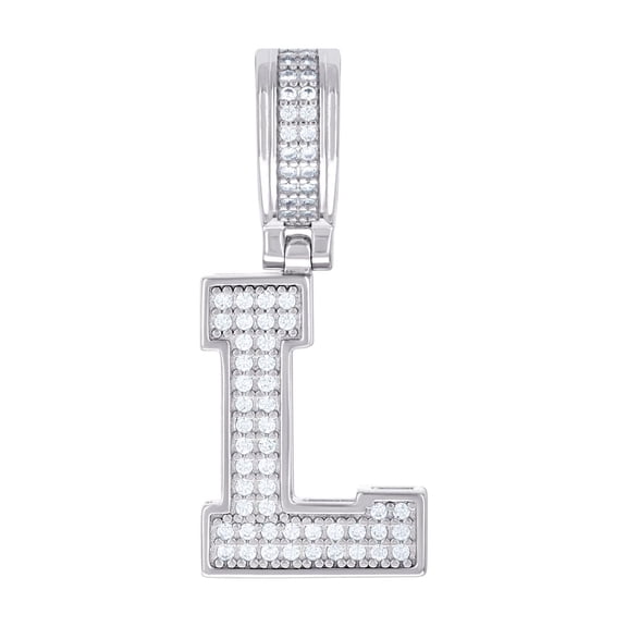 925 Sterling Silver Unisex 0.41ct Moissanite Letter Name Personalized Monogram Initial Alphabet L Charm Pendant Necklace