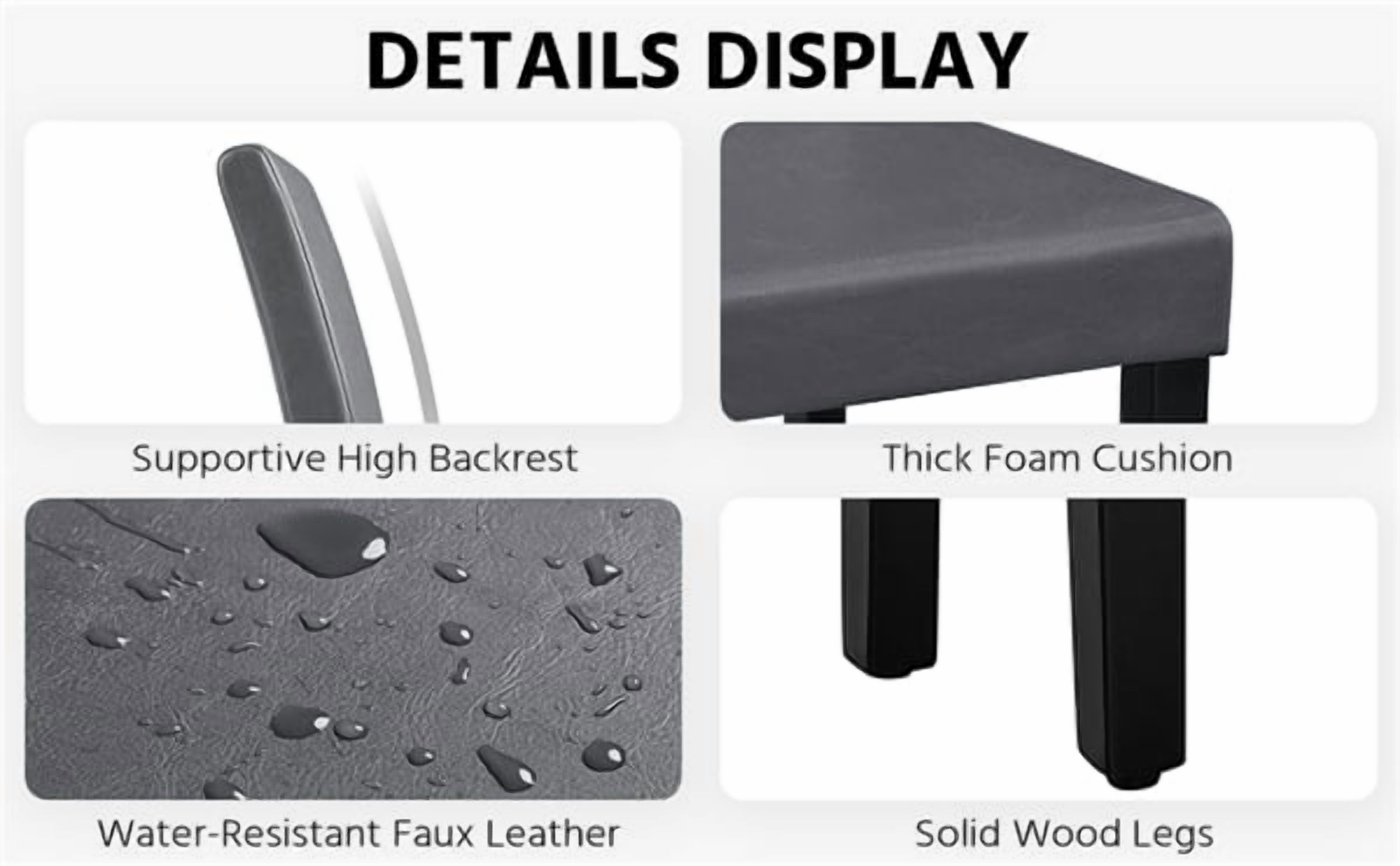 Yaheetech 4pcs Dining Room Chairs High Back Padded Kitchen Chairs, Gray