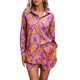 thumbnail image 3 of VISgogo, pantalones cortos para mujer, traje de ocio, estampado a la moda/color sólido, manga larga, camisa de un solo pecho, pantalones cortos con cintura elástica VISgogo moda, 3 of 7