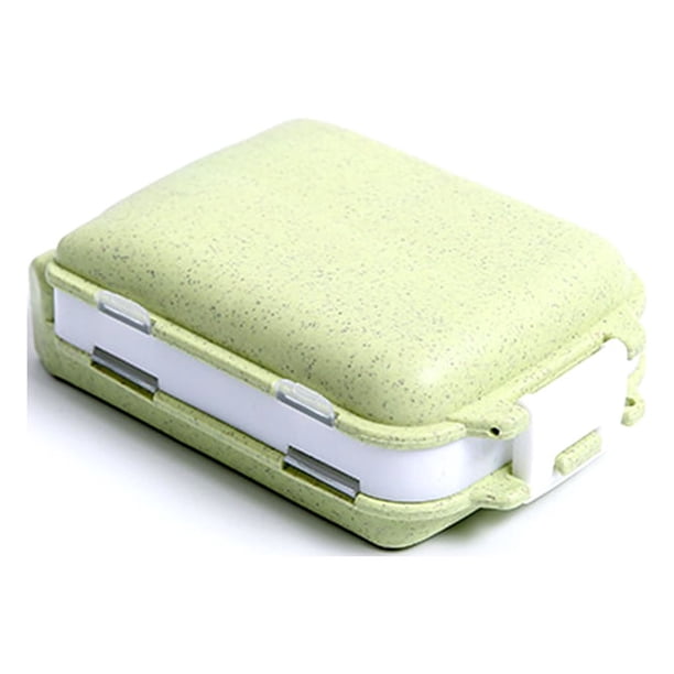 Inteprter Pastillero contenedor portátil tableta organizador divisor a prueba de polvo viaje Camping interior exterior compartimento dispensador Almacenamiento y organización del hogar verde paja