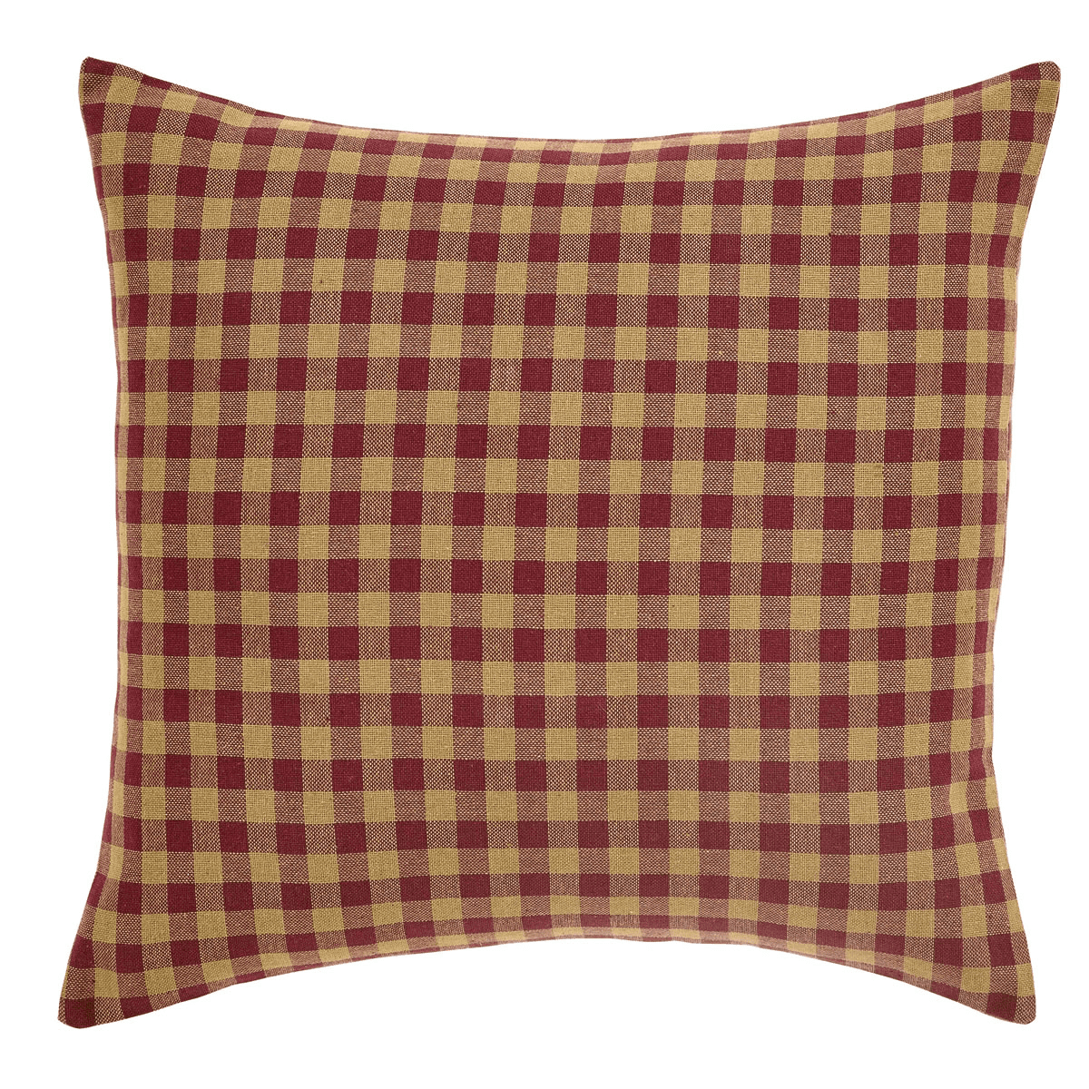 Burgundy Check Fabric Pillow Cover 16x16