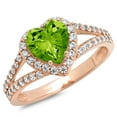 thumbnail image 2 of 1.49 ct Heart Cut Natural Peridot Halo Engagement Ring for Women in 18K Rose Gold, 2 of 2