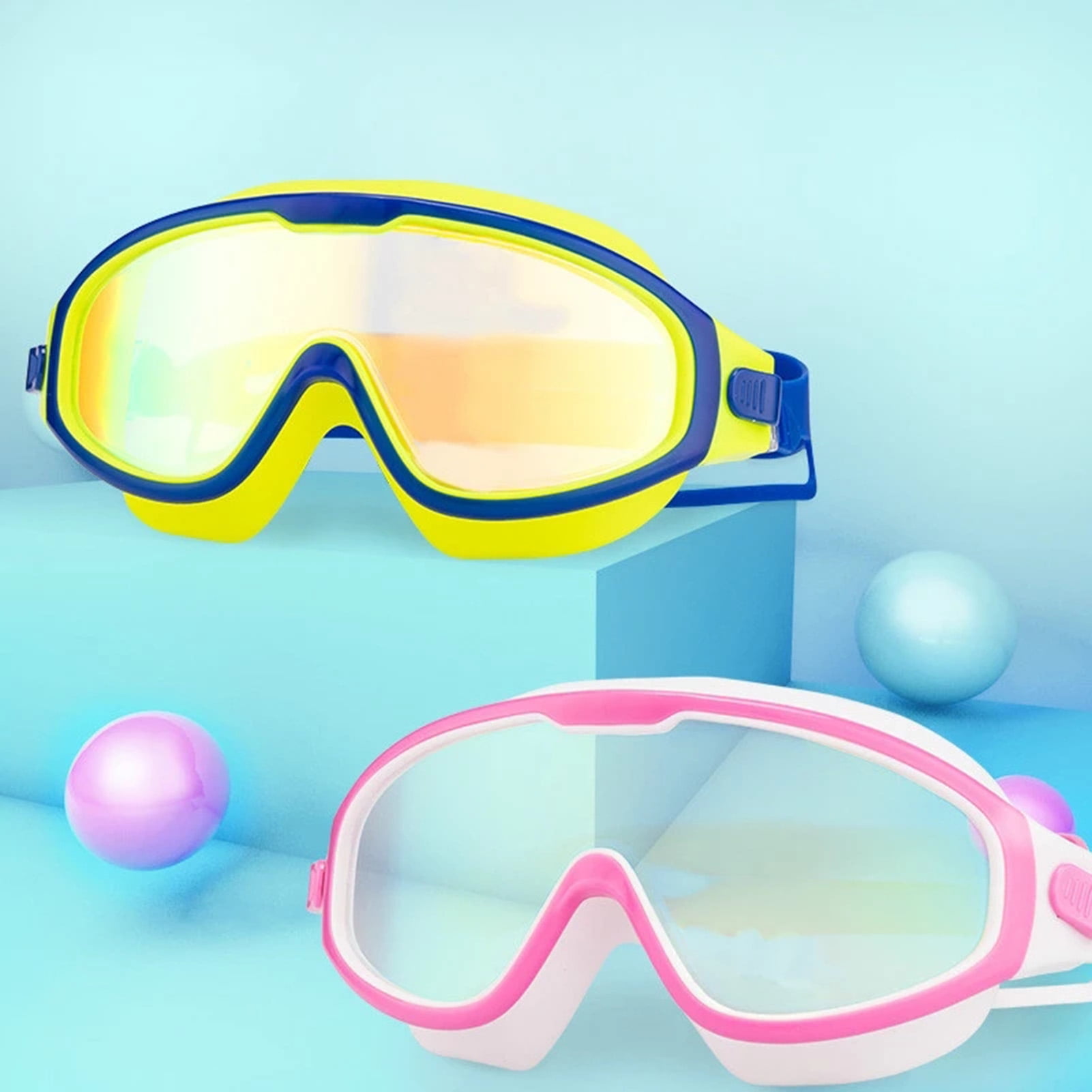 Adjustable Anti-Fog Swimming Goggles Glasses Earbuds Nose Clip Adult Kids UK 