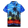 thumbnail image 1 of Camisas Para Hombre Manga Larga Regular Fit Camisa de manga corta para hombre, con botones estampados, camisas de vestir de playa de verano (Blue, 4XL), 1 of 4