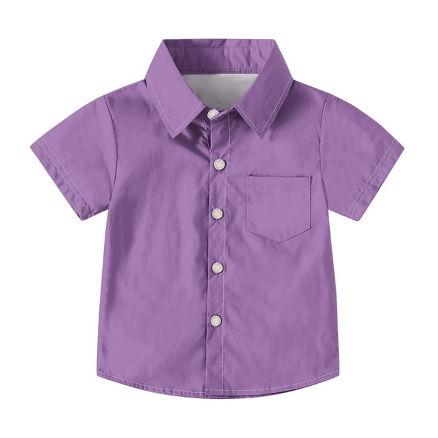 Chemises à Manches Courtes pour Garçons Chemise Décontractée Unie Uniforme Formel d'Été Enfants 2-15 Ans