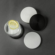 Thyme & Table 6 pack Ceramic Ribbed Coaster Set, Black