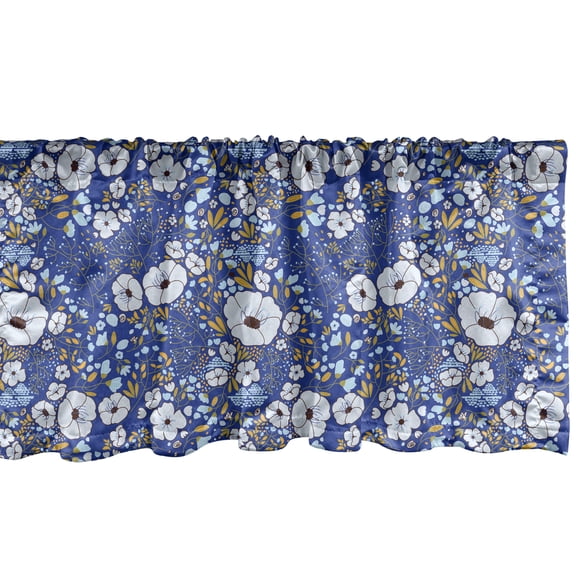 Ambesonne Floral Window Valance, Branches Leaves and Berries, 54" X 18", Dark Violet Mustard