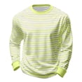 thumbnail image 3 of Men T-Shirts Striped Casual Print Long Sleeve T Shirt Comfortable Crew Neck Tee Soft Breathable Daily Wear Top Light Yellow L, 3 of 8